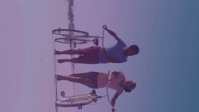 Golden star icons against african american couple with bicycle walking together at the beach. pedal day awareness concept - Powered by Shutterstock - Get 15% off with code: PIKWIZARD15
