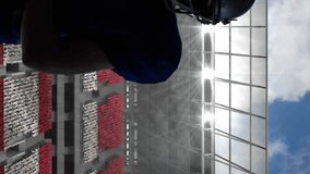 Confetti falling over male rugby player wearing a helmet against sports stadium. sports and tournament concept - Powered by Shutterstock - Get 15% off with code: PIKWIZARD15