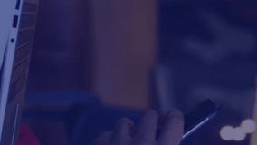 Animation of eye icon over caucasian businessman using smartphone in office. Global business and digital interface concept digitally generated video. - Powered by Shutterstock - Get 15% off with code: PIKWIZARD15