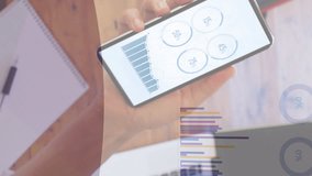 Animation of financial data processing over caucasian businesswoman in office. Global business, finances, computing and data processing concept digitally generated video. - Powered by Shutterstock - Get 15% off with code: PIKWIZARD15