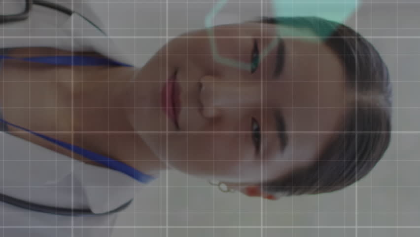 Animation of medical data processing over asian female doctor. Global medicine, healthcare, digital interface, computing and data processing concept digitally generated video. - Powered by Shutterstock - Get 15% off with code: PIKWIZARD15