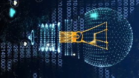 Animation of light bulb, dna strand and data processing. Global electricity, cloud computing, digital interface and data processing concept digitally generated video. - Powered by Shutterstock - Get 15% off with code: PIKWIZARD15