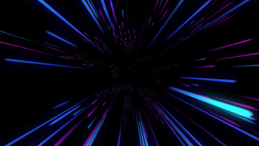 Animation of scope and computer with ceber security icons over pink and blue neon light trails. Global connections, computing and data processing concept digitally generated video.