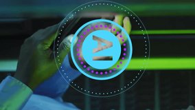 Animation of circular ai scanner and brain network over asian male technician in server room. Data, digital interface, connection, processing and artificial intelligence, digitally generated video. - Powered by Shutterstock - Get 15% off with code: PIKWIZARD15