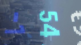 Animation of financial data processing over stop road sign and city. Global finance, business, connections and data processing concept digitally generated video. - Powered by Shutterstock - Get 15% off with code: PIKWIZARD15