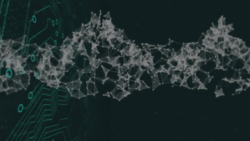 DNA strand and circuit board, digital data processing animation. Technology, genetics, biotechnology, innovation, electronics, science - Powered by Shutterstock - Get 15% off with code: PIKWIZARD15