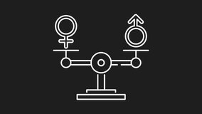 Hormonal balance white line animation. The male and female symbols on a balanced scale represent hormonal balance, ideal for medical illustrations, hormone therapy, and health concepts. - Powered by Shutterstock - Get 15% off with code: PIKWIZARD15