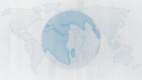 Blue 3D globe rotating with code emerging and scanlines sweeping and fading for global analytics. Globalization, data visualization, technology, digital interface, analytics, information, network - Powered by Shutterstock - Get 15% off with code: PIKWIZARD15