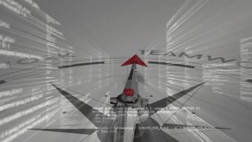 Streaming code panels and light rays starting compass needle rotating under TEAMWORK showing unity. Technology, innovation, futuristic, digital, collaboration, dynamic, abstract - Powered by Shutterstock - Get 15% off with code: PIKWIZARD15