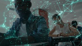 Student swiping tablet causing green digital particles forming world map mesh for education. Technology, innovation, connectivity, learning, digital, virtual, futuristic - Powered by Shutterstock - Get 15% off with code: PIKWIZARD15