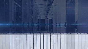 Fading in on data center aisle, translucent overlay showing rising 3D bars with pulsing line graph. Technology, analytics, digital, innovation, growth, network, futuristic - Powered by Shutterstock - Get 15% off with code: PIKWIZARD15