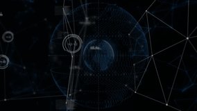 Globe emerging on dark background waveform appearing network pulsing visualizing digital interface. Futuristic, technology, data, connectivity, digital, network, cyberspace - Powered by Shutterstock - Get 15% off with code: PIKWIZARD15