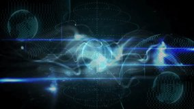 Drifting wireframe sphere pulsing mist with emerging spheres while beam fracturing revealing rings. Technology, abstract, digital, futurism, innovation, animation, cyber - Powered by Shutterstock - Get 15% off with code: PIKWIZARD15