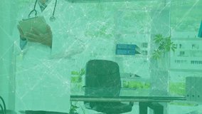 Middle-aged physician entering corner office and scrolling patient data on tablet for diagnosis. Professional, healthcare, modern, technology, consultation, clinic, corporate - Powered by Shutterstock - Get 15% off with code: PIKWIZARD15