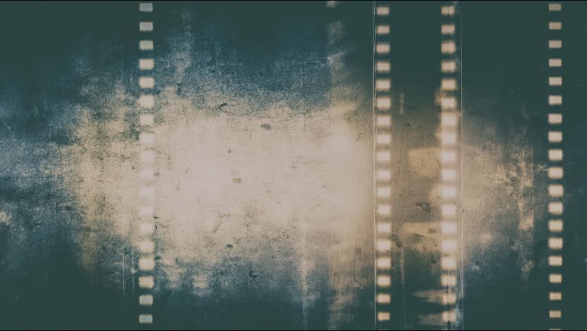 Vintage filmstrip texture with grunge overlay and flickering light effect
