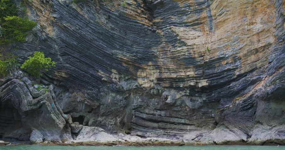 Abstract background of Pancake Rock from sedimentary process in tropical rainforest island Nakornsrithammarat Thailand