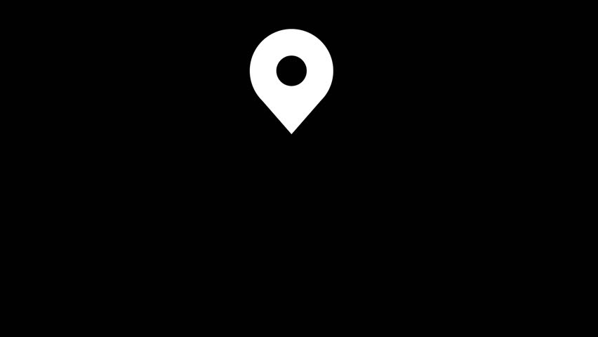 Neon glowing gps location animated icon on black background. Neon location pin animation. Location 4k animation. GPS icon animation