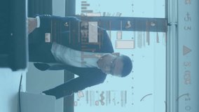 Animation of statistics and financial data processing over businessman using laptop. global business, finances, technology and data processing concept digitally generated video. - Powered by Shutterstock - Get 15% off with code: PIKWIZARD15