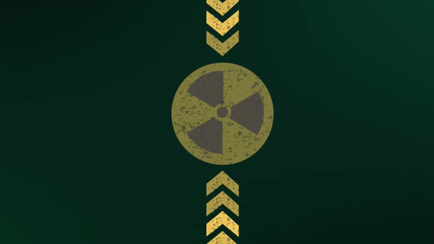 Animation of arrows and ionizing radiation hazard symbol over spiral pattern in background. Digitally generated, hologram, illustration, direction, danger, sign, abstract and warning concept.