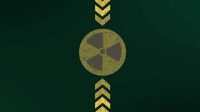 Animation of arrows and ionizing radiation hazard symbol over spiral pattern in background. Digitally generated, hologram, illustration, direction, danger, sign, abstract and warning concept. - Powered by Shutterstock - Get 15% off with code: PIKWIZARD15