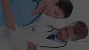 Animation of data processing and dna strand spinning over diverse doctors. global medicine, research, healthcare, digital interface and data processing concept digitally generated video. - Powered by Shutterstock - Get 15% off with code: PIKWIZARD15