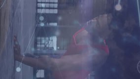 Animation of network of connections over basketball match in gym. Global sports fitness data processing and digital interface concept digitally generated video. - Powered by Shutterstock - Get 15% off with code: PIKWIZARD15