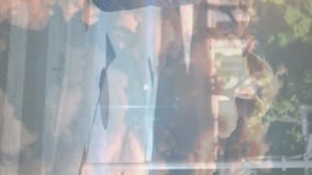 Animation of data processing over african american businessman walking. Global business and digital interface concept digitally generated video. - Powered by Shutterstock - Get 15% off with code: PIKWIZARD15