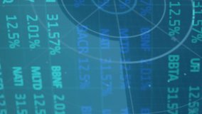 Animation of financial graphs and data over navy digital screen with radar. Global finance, economy and technology concept digitally generated video. - Powered by Shutterstock - Get 15% off with code: PIKWIZARD15