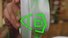 Animation of data processing over hands holding cup of coffee. Global business and digital interface concept digitally generated video. - Powered by Shutterstock - Get 15% off with code: PIKWIZARD15