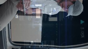 Animation of statistics and data processing over delivery man with clipboard in van. global shipping, delivery, business, data processing and technology concept digitally generated video. - Powered by Shutterstock - Get 15% off with code: PIKWIZARD15