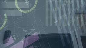 Animation of statistics and financial data processing over delivery man and van. global shipping, delivery, business, data processing and technology concept digitally generated video. - Powered by Shutterstock - Get 15% off with code: PIKWIZARD15