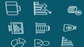 Animation of financial icons over laptop on green background. Global network, communication, data processing and technology concept digitally generated video. - Powered by Shutterstock - Get 15% off with code: PIKWIZARD15