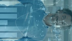 Animation of graphs and caucasian businessman over time-lapse of vehicles moving on road, cityscape. Digital composite, portrait, data, report, business, confident, buildings concept. - Powered by Shutterstock - Get 15% off with code: PIKWIZARD15