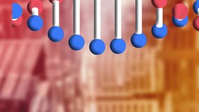 Animation of dna strand spinning over out of focus cityscape. Global science, business, finances, computing and data processing concept digitally generated video. - Powered by Shutterstock - Get 15% off with code: PIKWIZARD15