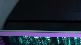 Animation of glitch technique in map over illuminated server rack in server room. Digital composite, multiple exposure, global, distortion, data center, networking, technology and network server. - Powered by Shutterstock - Get 15% off with code: PIKWIZARD15