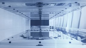 Business, media and education icons processing data over computer server room. Communication network, data and digital interface technology, digitally generated video. - Powered by Shutterstock - Get 15% off with code: PIKWIZARD15