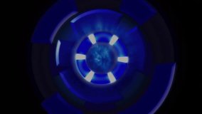 Animation of financial and stock market data processing against spinning round scanner. Global economy and business technology concept - Powered by Shutterstock - Get 15% off with code: PIKWIZARD15