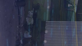 Animation of financial data processing and statistics over factory. Global business, finances, computing and data processing concept digitally generated video. - Powered by Shutterstock - Get 15% off with code: PIKWIZARD15