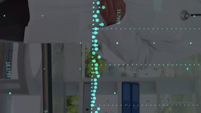 Animation of graphs with changing numbers over smiling caucasian doctor standing in hospital. Digital composite, multiple exposure, report, business, growth, medical and healthcare concept. - Powered by Shutterstock - Get 15% off with code: PIKWIZARD15