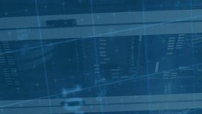 Animation of infographic hud screens moving over data storage systems in server room. Digital composite, multiple exposure, database, report, business, network security, data center, technology. - Powered by Shutterstock - Get 15% off with code: PIKWIZARD15