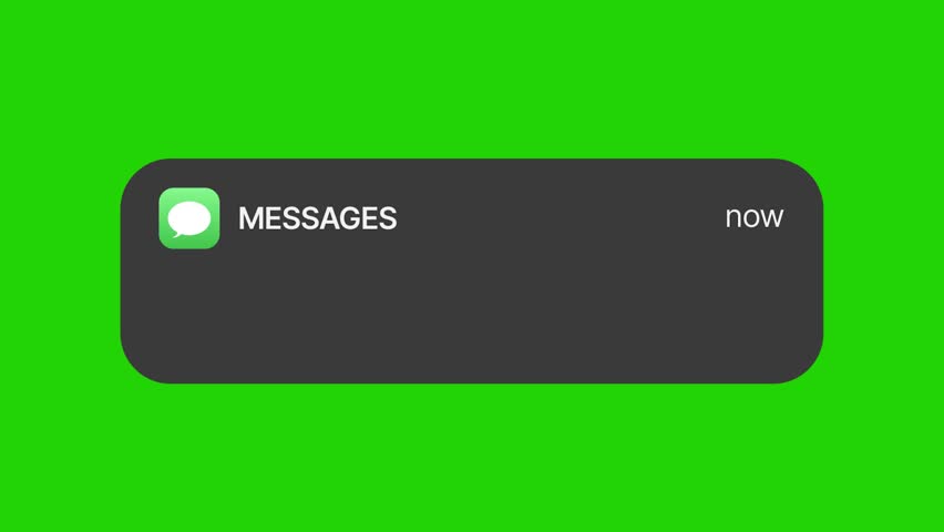New Message Notification Pop-Up Animation on Green Screen, Modern Chat Alert UI Motion Design Template	