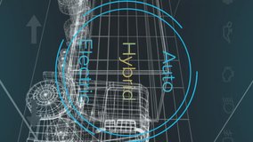 Animation of car interface over digital lorry model on black background. global transport, technology and digital interface concept digitally generated video. - Powered by Shutterstock - Get 15% off with code: PIKWIZARD15