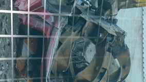 Animation of statistical data processing over crane operating at junkyard. Recycling and business data technology concept - Powered by Shutterstock - Get 15% off with code: PIKWIZARD15