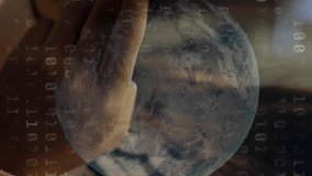 Animation of globe, graphs and binary codes over asian teenage girl studying over digital tablet. Digital composite, multiple exposure, globalization, data, reports, e-learning, technology concept. - Powered by Shutterstock - Get 15% off with code: PIKWIZARD15