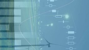 Animation of data processing with qr code and cityscape over wind turbines. Ecology, computing and digital interface concept digitally generated video. - Powered by Shutterstock - Get 15% off with code: PIKWIZARD15