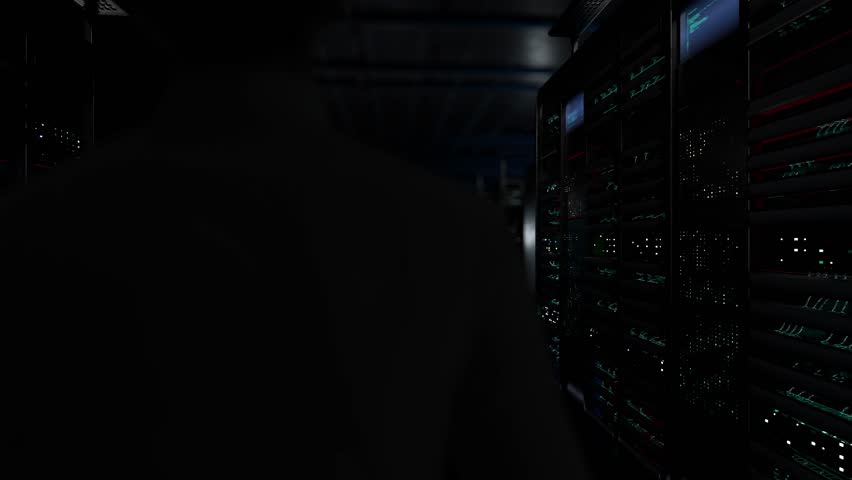 2026 Review. IT Administrator Activating Modern Data Center Server with Hologram.