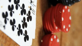 Animation of stars falling over chips. Casino, gambling and digital interface concept digitally generated video. - Powered by Shutterstock - Get 15% off with code: PIKWIZARD15