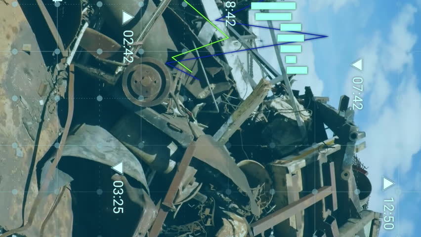 Animation of data processing over rubbish dump. Global business and digital interface concept digitally generated video. - Powered by Shutterstock - Get 15% off with code: PIKWIZARD15