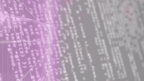 Animation of data processing and plexus networks over purple grid network against grey background. Global networking and business technology concept - Powered by Shutterstock - Get 15% off with code: PIKWIZARD15