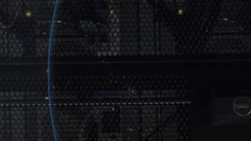 Animation of globe over illuminated data server system in server room. Digital composite, multiple exposure, globalization, data center, networking, technology and network server concept. - Powered by Shutterstock - Get 15% off with code: PIKWIZARD15